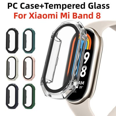 2ni1 чехол для ПК, стекло для Xiaomi Mi Band 8, смарт-ремешок для часов, защитный чехол-бампер для xiaomi smartband 4, 5, 6, 7, 8 miband 8, аксессуары для часов NFC