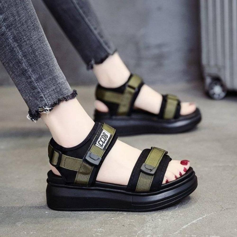 Спортивные сандалии, женские летние пляжные туфли на платформе с мягкой подошвой на танкетке для студентов