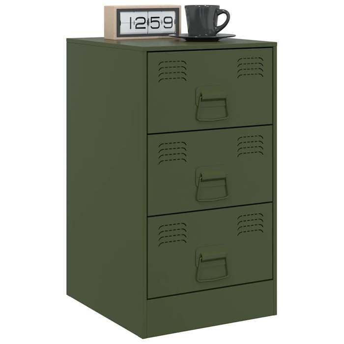 VidaXL Tables de chevet 2 pcs noir vert olive 34,5x39x62 cm acier, armoire, meubles de chambre à coucher, support de 841784