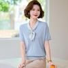 Wo Xue Модная женская футболка с коротким рукавом из ледяного шелка для женщин среднего возраста