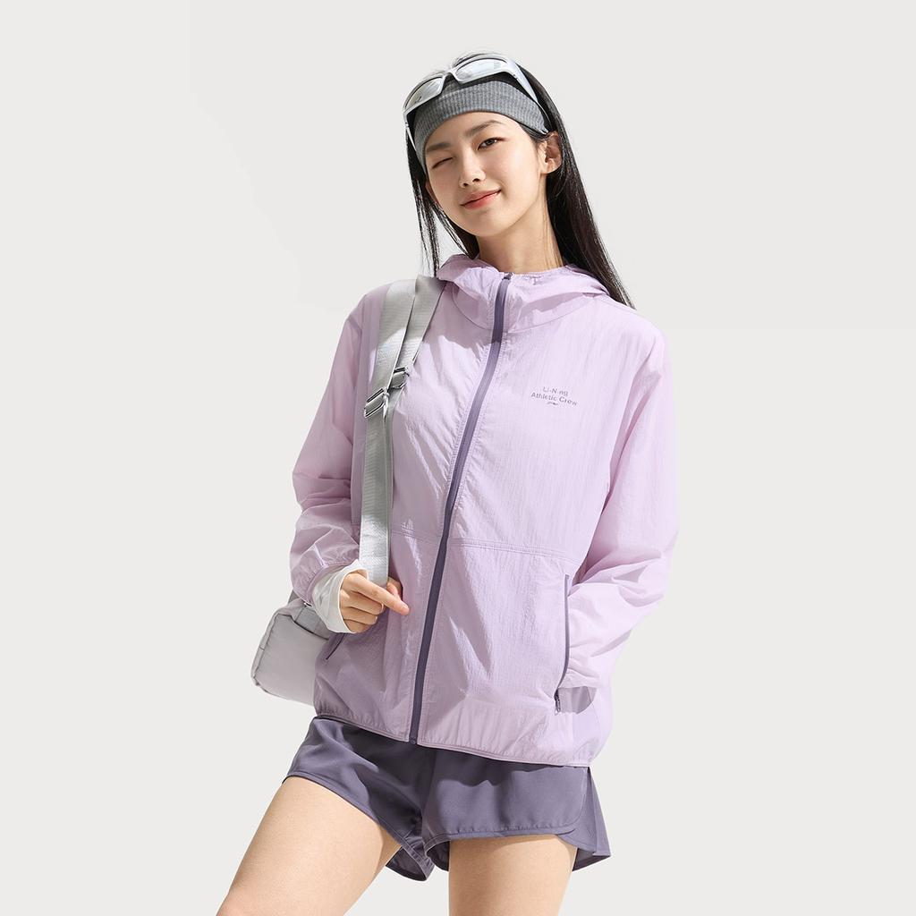 Li Ning Comprehensive Training Series Ice Silk Cool Comfort Sports Ветрозащитная Солнцезащитная Куртка Женская Куртка Сумеречно-фиолетовая AFDV428-5