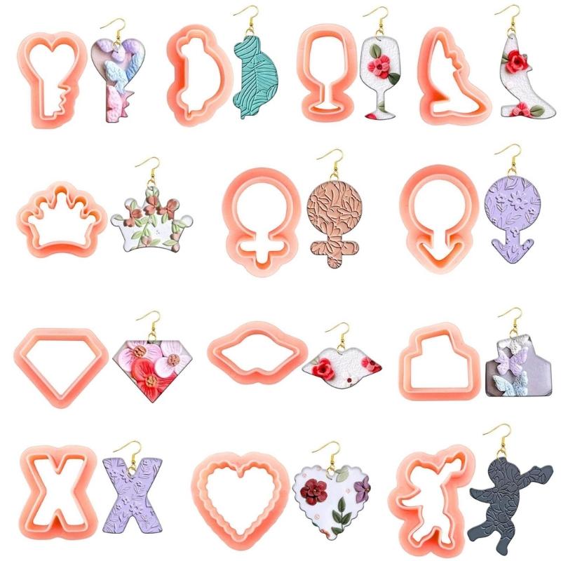 1Set Clay Earring Making Kits with Plastic Cutters Clay Tools and Earring Accessories for Clay Earrings Jewelry Making