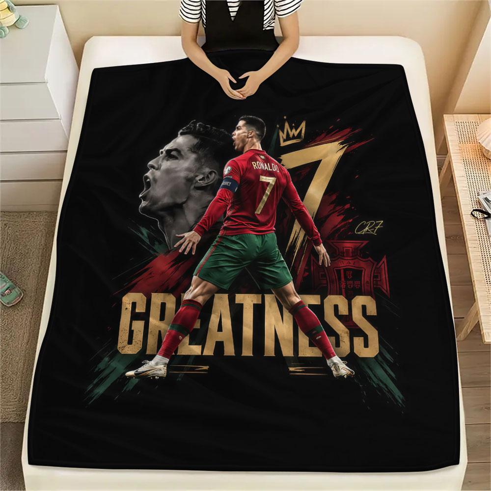 1PC Cristiano Ronaldo Patterned Flannel Blanket Suitable For All Seasons for Home Decor Warmth and Comfort Gifts Holiday Present