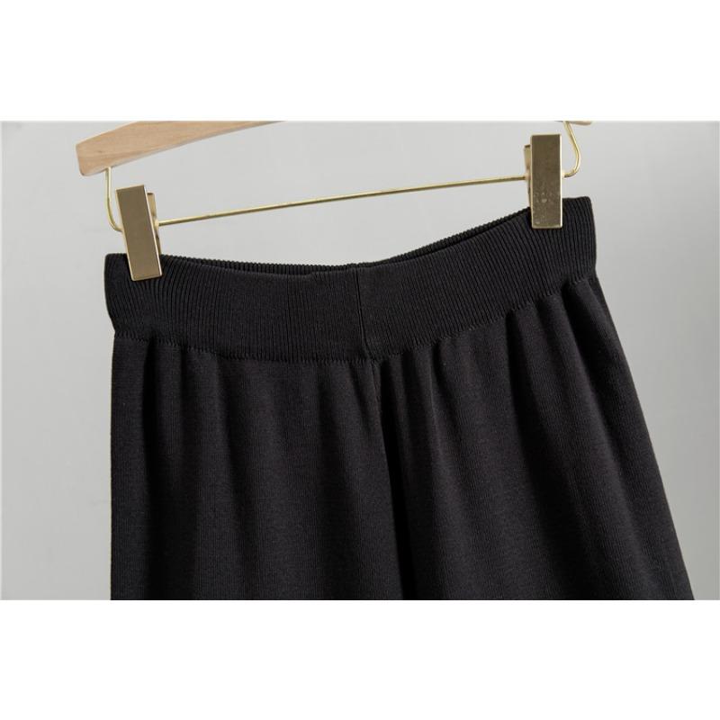 Трикотажные брюки с широкими штанинами, свитер, женский осенний костюм больших размеров, свободный модный брючный костюм в стиле темперамент