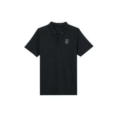 Court Advantage Dri-Fit Реглан Рукав Лого Быстросохнущий Дышащий Теннисное Поло Приталенный Крой Футболка с Коротким Рукавом Мужской Топ Черный Белый FZ6908010