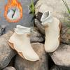 Women'S Cozy Fleece-Lined Rain Boots, Ankle Boots with Thick Sole, Light Beige PVC Upper & White Fleece Interior, Casual Garden Shoes, Rain Boots