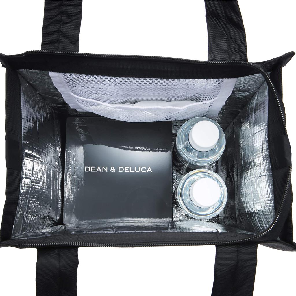 DEAN & DELUCA Cooler Bag, Black, Medium, Insulated Cooler Bag with Zipper, Compact, Perfect for Lunch Boxes