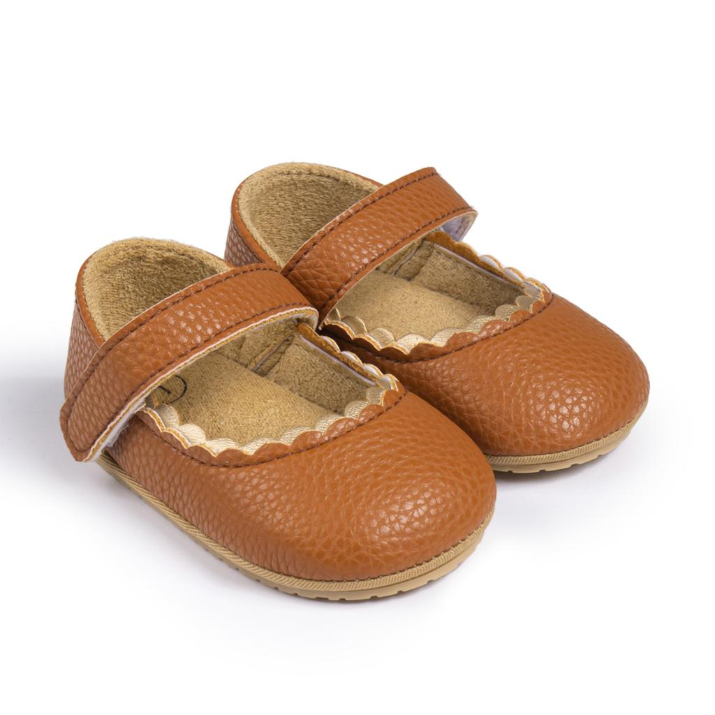 Детская повседневная обувь для малышей с бантом на нескользящей резиновой мягкой подошве на плоской подошве из искусственной кожи для первых ходунков с бантом для новорожденных, декор