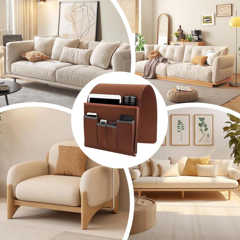Household Sofa Armrest Storage Bag Felt Couch Recliner Armrest Bedside Organizer for Cell Phone Remote Control Hanging Bag