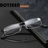 High Quality Men Titanium Alloy Eyeglasses Non Spherical 12 Layer Coated Lenses Reading Glasses+1.0 +1.5 +2.0 +2.5 +3.0 +3.5+4.0