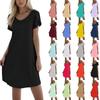 Women's Fashion Casual Solid Color V Neck Short Sleeve Short Dress
