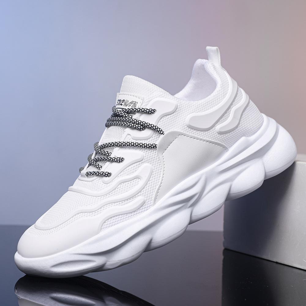 Летняя мужская обувь, новые дышащие сетчатые туфли, мужская модная одежда, белые туфли на платформе, кроссовки, повседневные туфли Daddy