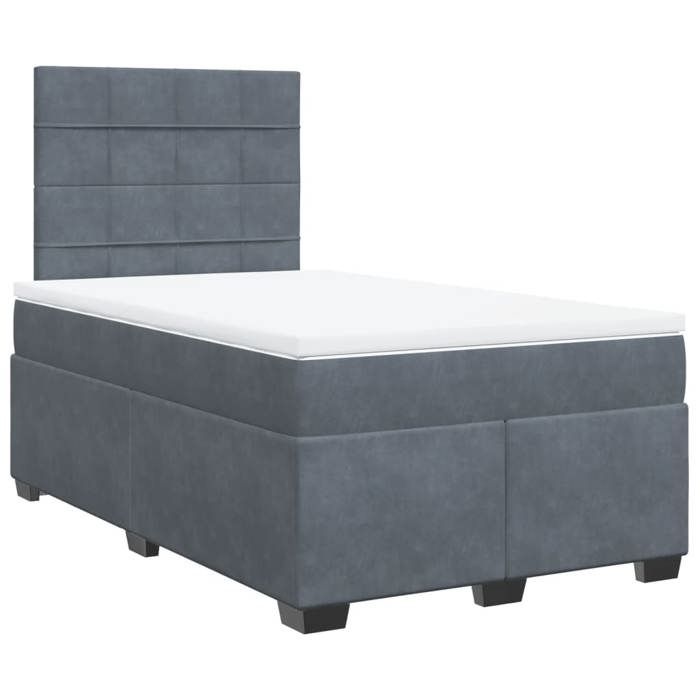 Maison Exclusive - Sommier à lattes de lit et matelas gris foncé 120x190cm velours