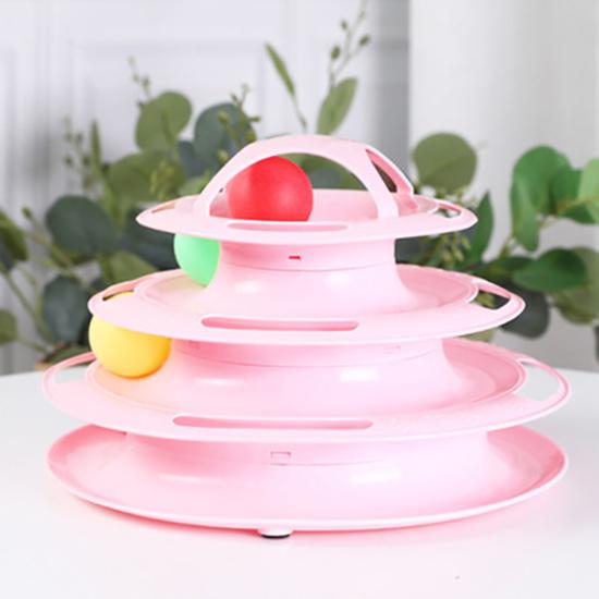 Qsezeny 4 уровня игрушка для домашних животных и кошек, тренировочная развлекательная тарелка, башня с котенком, треки, диск для кошек, разведка, тройной диск, стакан