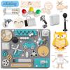 Baby Montessori Busy Board DIY Wooden Toy  Accessories Robot Lock Gear Horn Zipper Educational Graffiti Toy for Children Gifts
