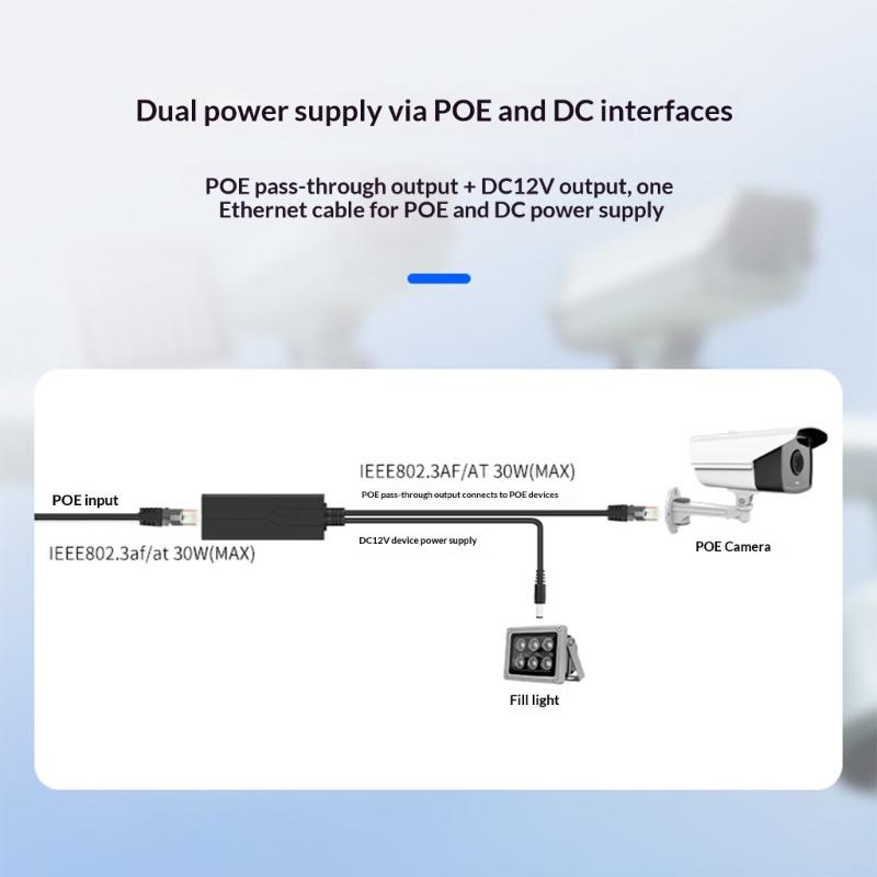Gigabit Speed POE Splitter Converters from 48V to 12V Delivering DC5.5x2.1mm Output Easy Setups for Networking Applications