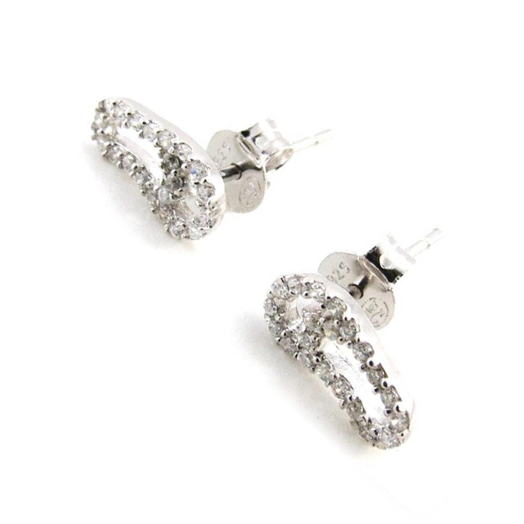 Les Trésors De Lily [I9838] - Серебряные серьги «Щипцы» (родиевое покрытие) - 11x6 мм