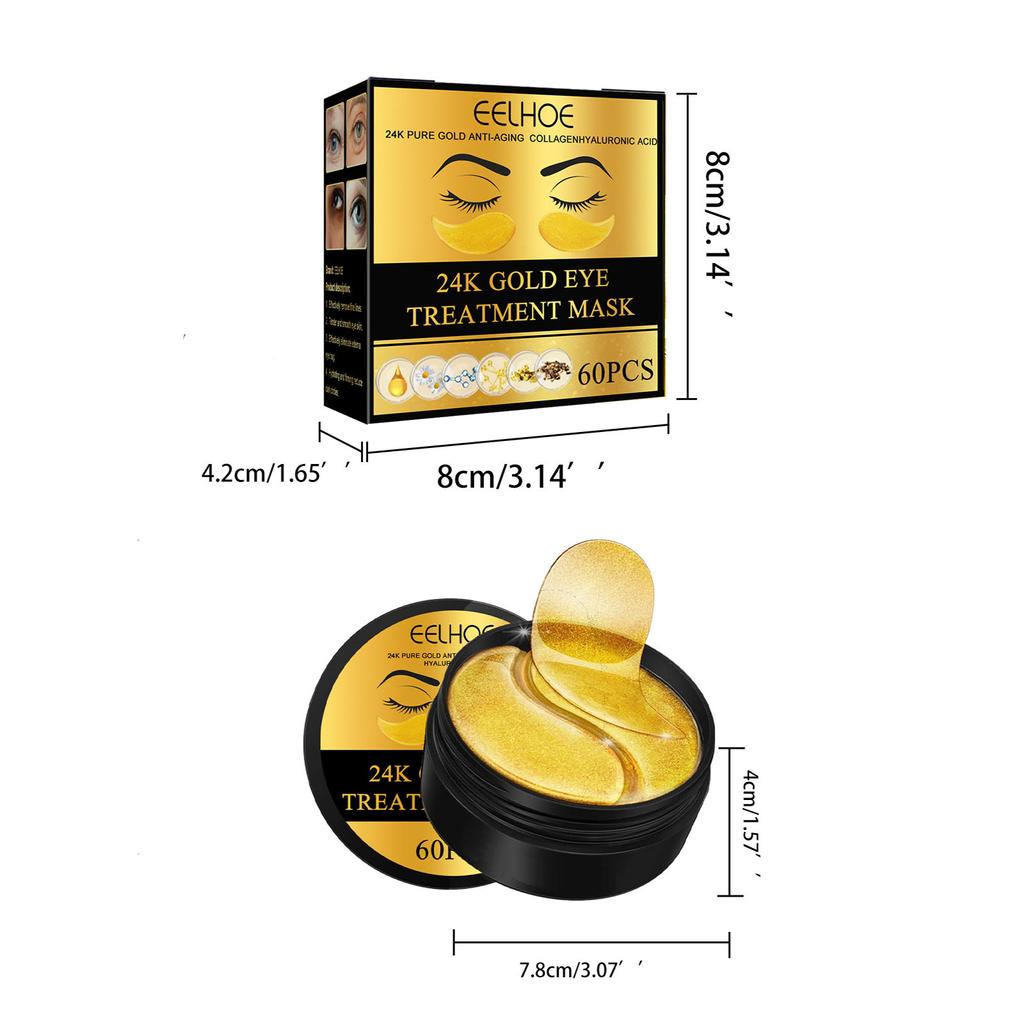 Избавьтесь от мешков под глазами и морщин с помощью масок для глаз с 24-каратным золотом для увлажнения, подтяжки и укрепления кожи вокруг глаз