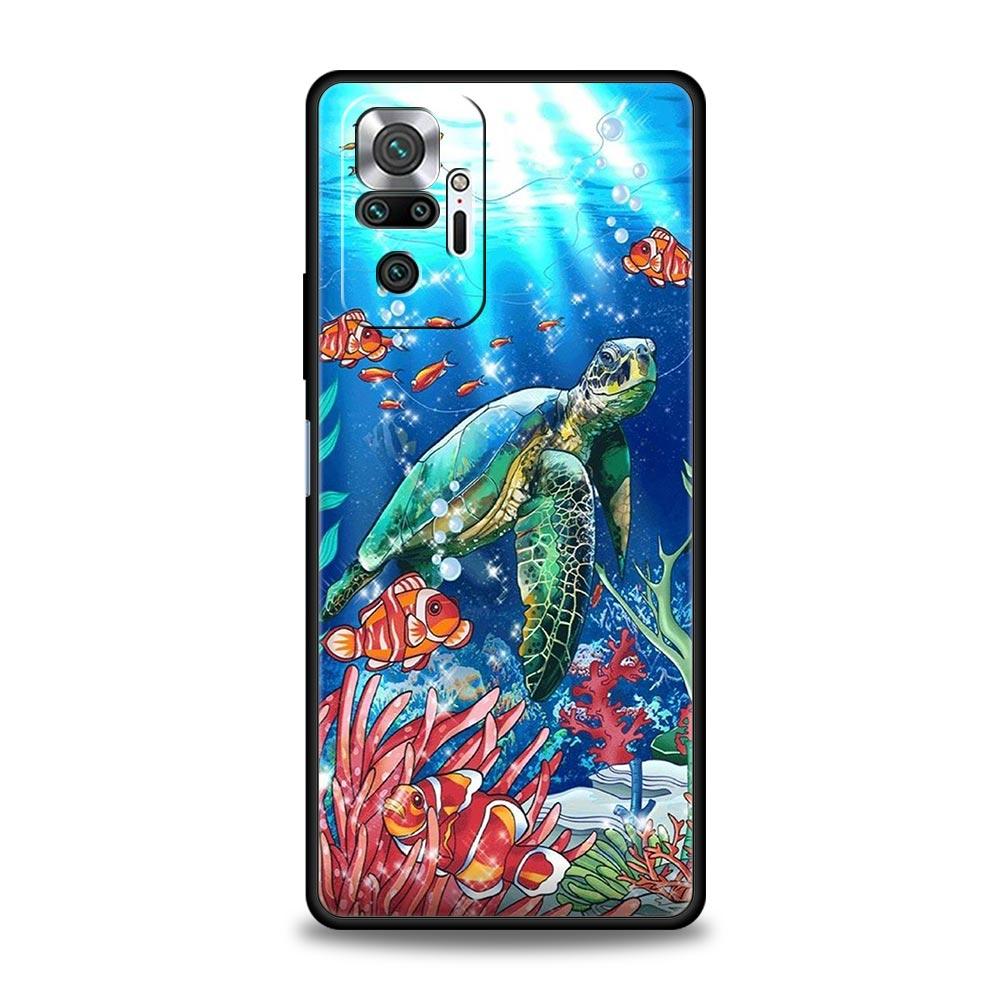 Милый мультяшный морская черепаха океанский синий Чехол Для Xiaomi Redmi Note 13 12 5G 11 10 Pro Plus 4G 9S 9 8 7 9T 13C 12C 10C 9C 9A Обложка