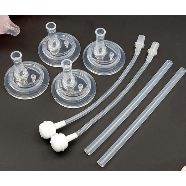 Purea Straw Top 4p + Straw Attached 4p + Straw Brush 2p Set S-D1501 Gromimi Double Heart Compatible, Transparent, 1 Set
