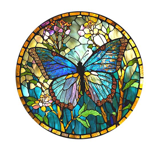 Colourful Butterfly Wreath Pendant Imitation Glass Insect Garland Hanging Acrylic Plate Decoration Summer Festival Decorations