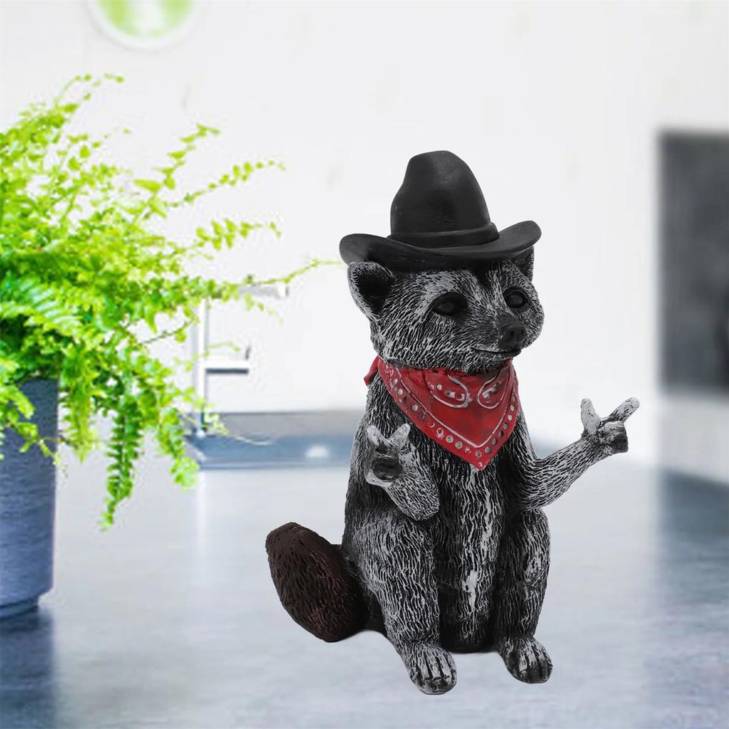 Фигурка енота Забавная Реалистичная Декоративная из смолы Статуэтка дикого животного Украшение для стола Книжной полки Каминной полки