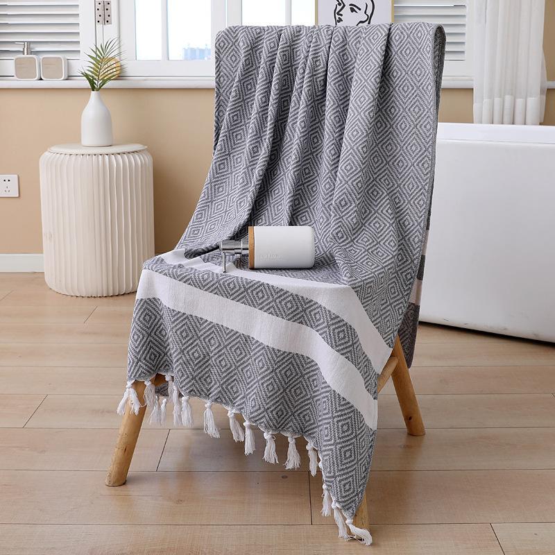 Кисточка турецкое пляжное полотенце можно добавить логотип хлопковое впитывающее банное полотенце для плавания солнцезащитное пляжное полотенце