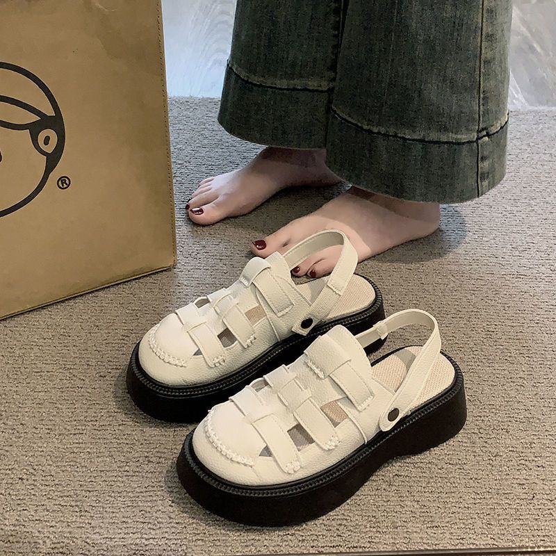 Thick-soled bag head sandals women's 2025 new summer fashion Roman shoes hole shoes half slippers wear cool slippers