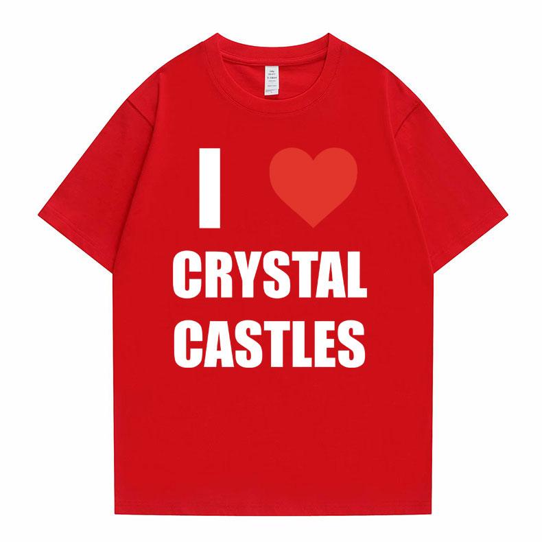 Я люблю Crystal Castles Графические футболки Унисекс Женские Готические Рок Хип-Хоп Оверсайз Футболки Мужские Повседневные Винтажные Футболки с коротким рукавом