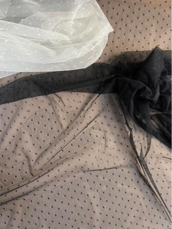 Extra Dense Nylon Mesh Flocked Fabric with 0.3cm Polka Dots for Women's Skirts & Children's DIY Clothing