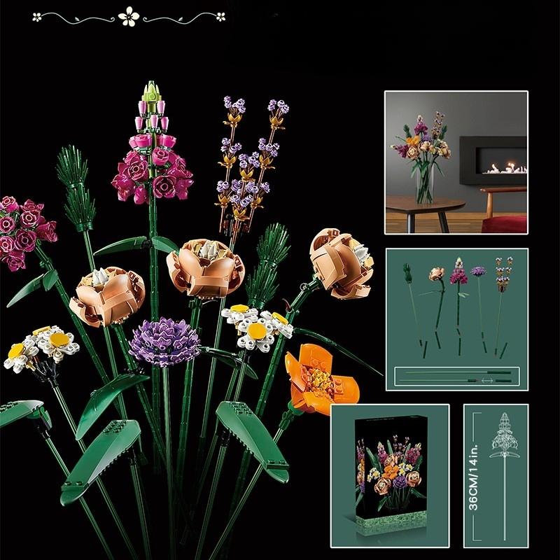 Вечный искусственный цветок домашний декор строительный блок модель кирпич Moc букет роз игрушка своими руками для женщин девочек подарок для мамы подруги
