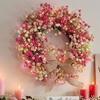Round Shape Colorful Eucalyptus Wreath Lifelike Vivid Colors Spring Flower Wreath Handmade With Bow Front Gate Wreath Home Decor