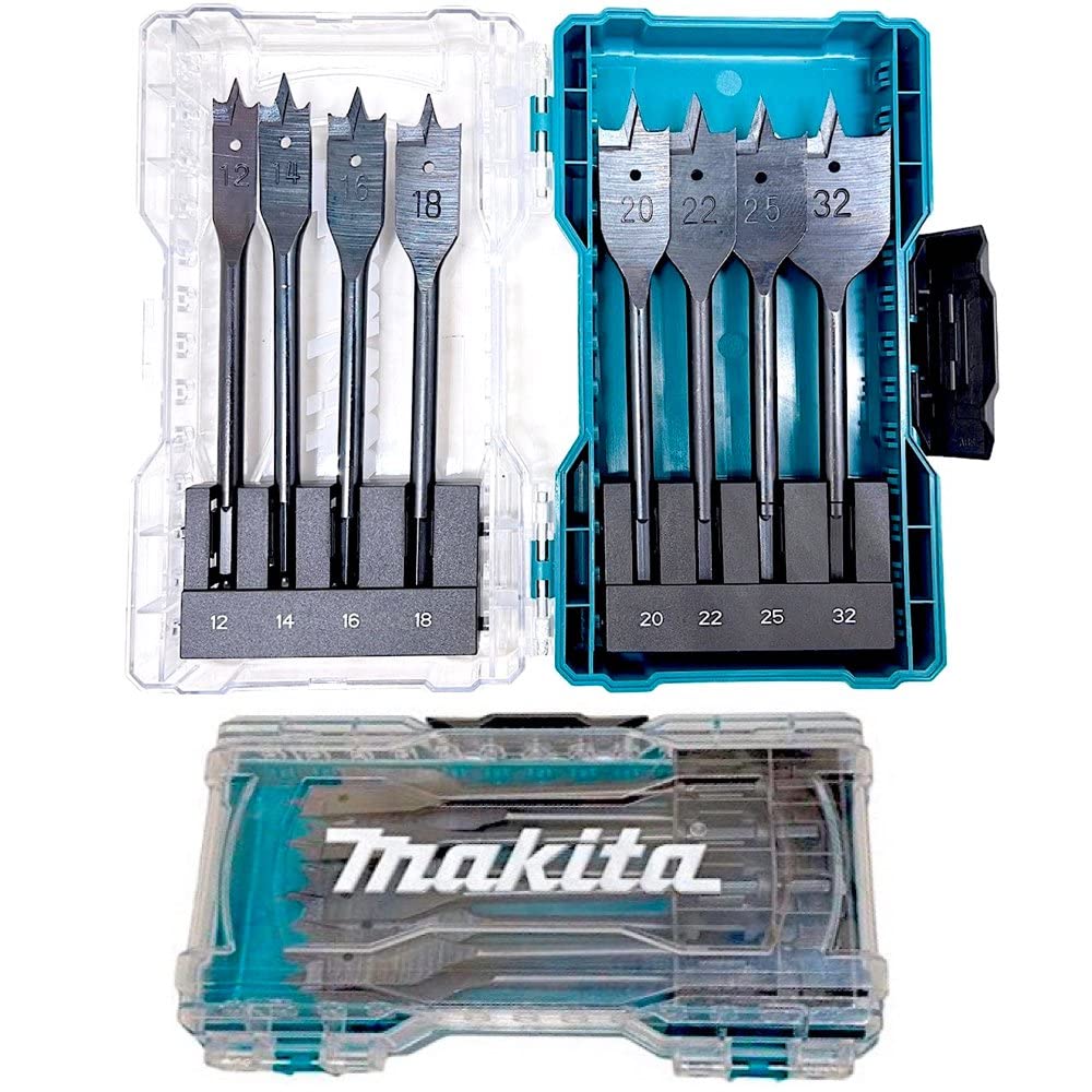 Набор плоских сверл по дереву Makita из 8 штук с кейсом Сверло по дереву Лопаточное сверло E-08707 [Товар]