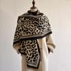 Leopard Print Imitation Cashmere Scarf, Winter Printing Warm Shawl, Advanced Commuting Feeling Neck Protection And Cold Protection Scarf