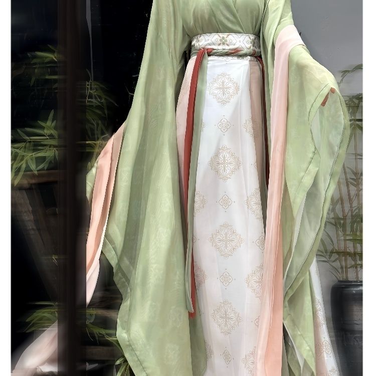 Женский повседневный костюм в стиле ханьфу с широкими рукавами и цельной юбкой в стиле китайской династии Вэй и Цзинь