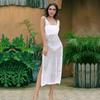EDOLYNSA Cover-ups Sexy Strap Open Back Knitted Summer Beach Mesh Dress Crochet Tunic Women Beachwear Swimsuit Cover Up Sarongs Q902