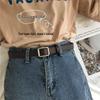 Женский ретро черный кожаный ремень в корейском стиле с квадратной пряжкой