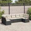 vidaXL 7-piece Garden Sofa Set with Cushions Black Poly Rattan 3355196