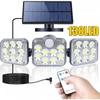 Солнечный уличный светильник 138 светодиодов, солнечный прожектор безопасности с 3 режимами, регулируемая осветительная головка для гаража, сада, двора