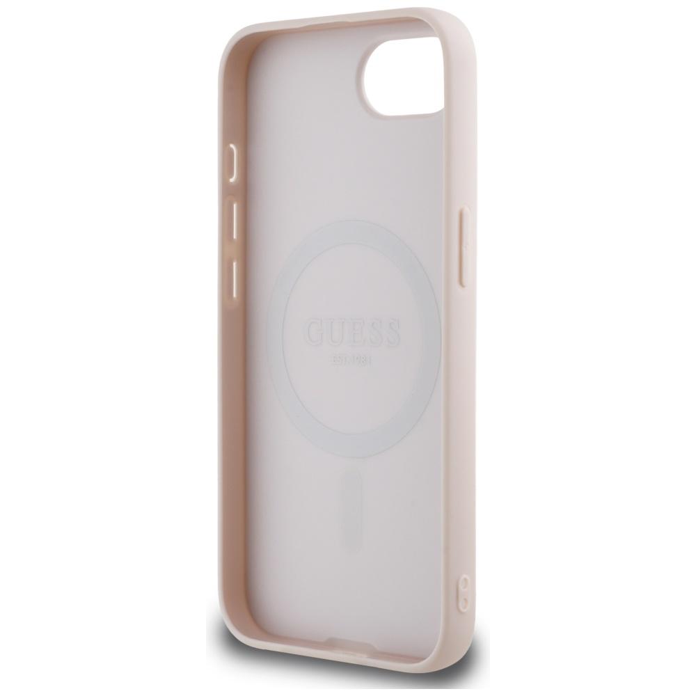 Guess Grained Ring MagSafe Case for iPhone 16e / 17e Pink