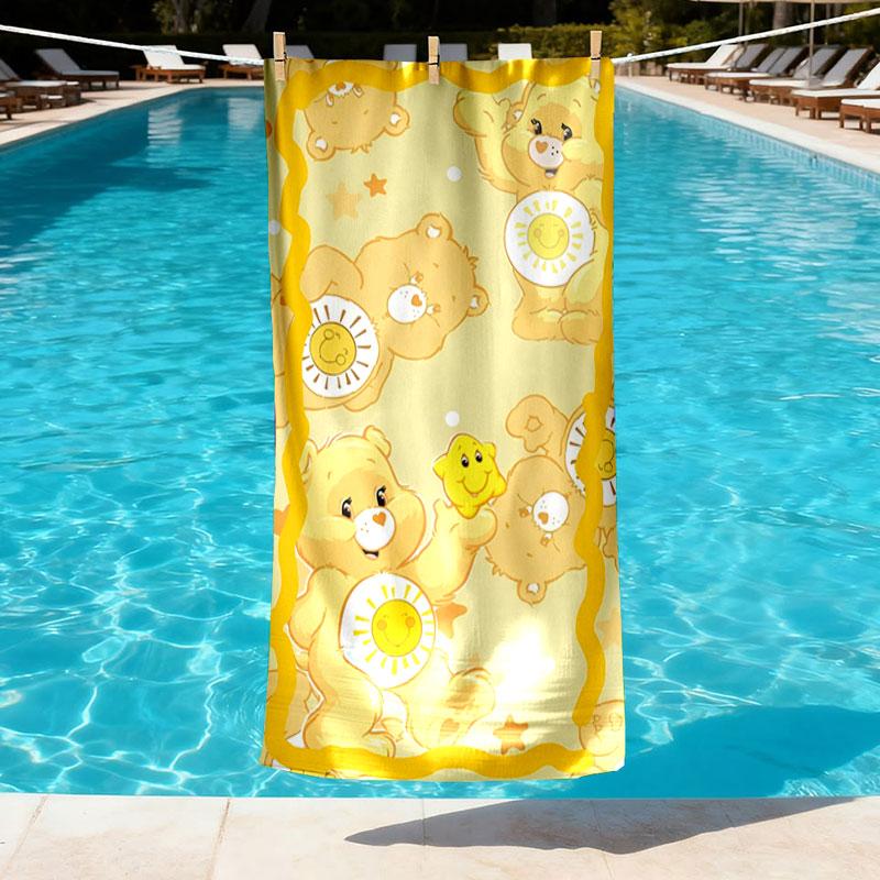 Care Bears Print Beach Towel Design, Soft, Lightweight. for Home Bathroom, Spa, Pool, Yoga, Surfing, Camping, Gift for Family, Friend