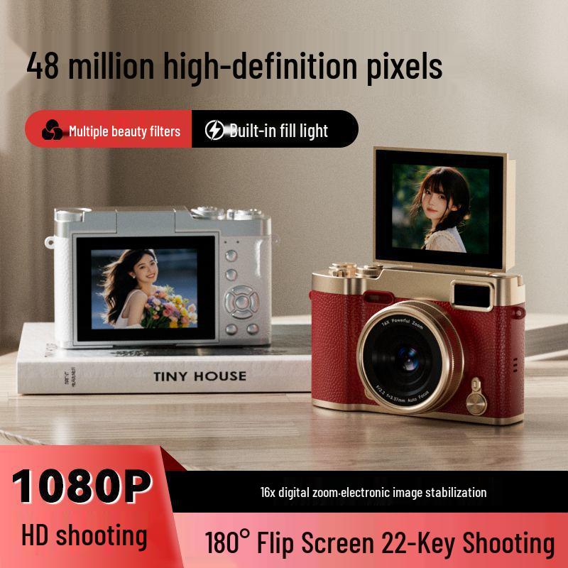 Retro Foldable Screen CCD Camera with 16x Zoom and HD Portable Pocket Recorder