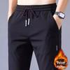 Мужские спортивные брюки больших размеров с вельветовой подкладкой, быстросохнущие, прямого кроя - повседневные и дышащие для осени/зимы