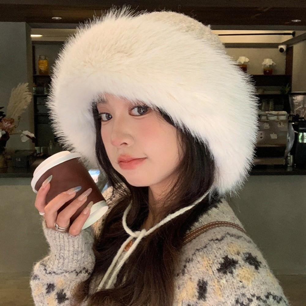 Warm Winter Plush Hat Thickened Ear Protection Hat Trendy Knit Hat  for Women