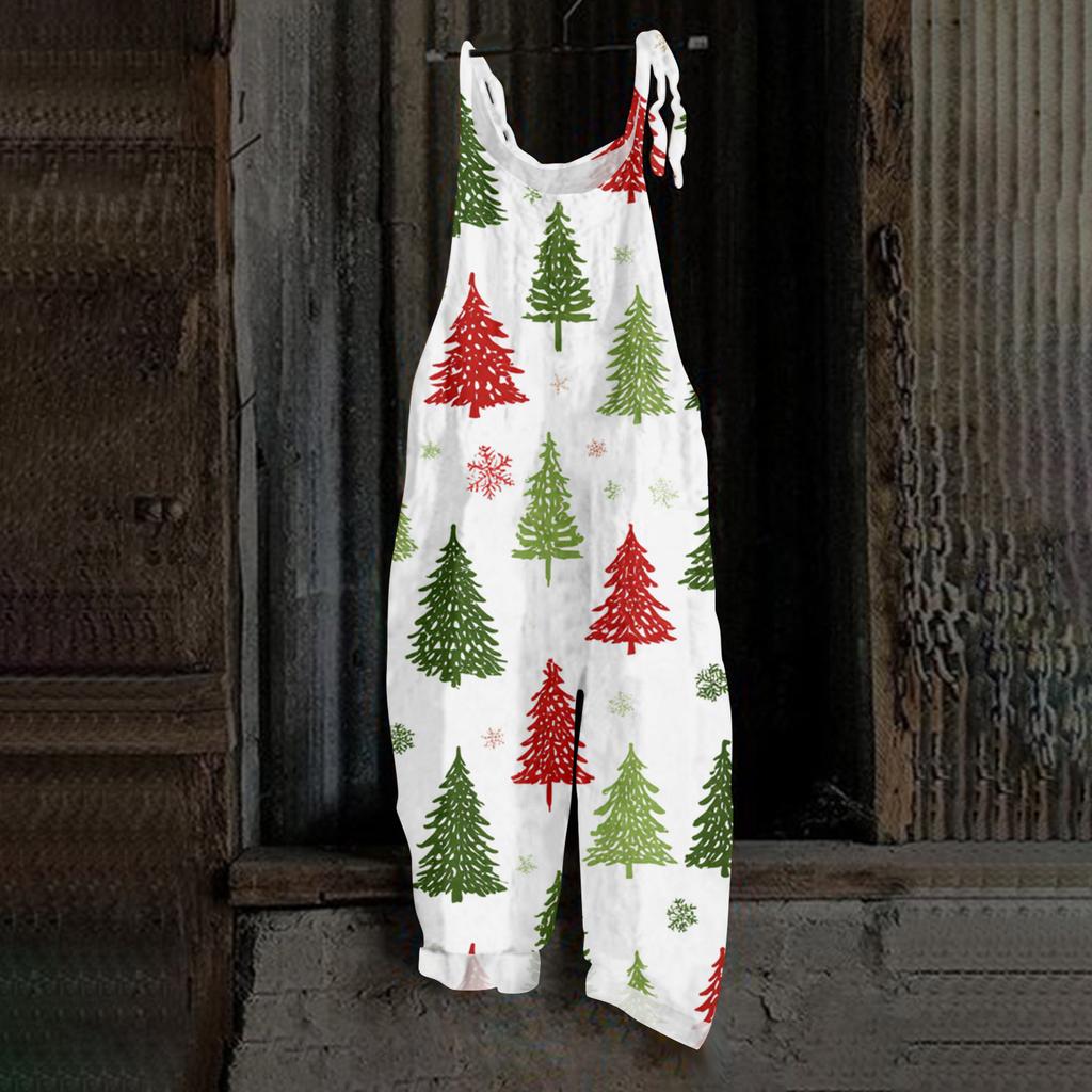 Women's Jumpsuit  Print Casual Loose Vintage Shoulder Strap Cotton Linen