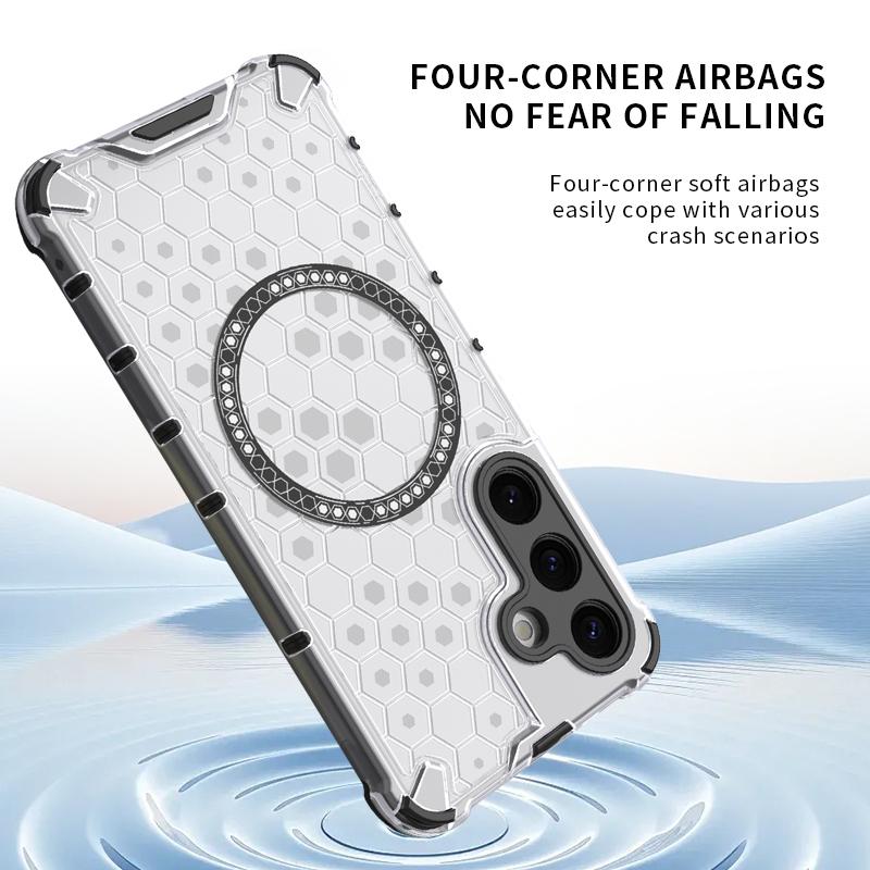 Магнитный беспроводной зарядный бронированный чехол Airbag для Samsung Galaxy S23 S24 Plus Ultra FE A35 A55 5G PC TPU резиновый противоударный чехол