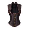 Черный корсет в стиле стимпанк, одежда для женщин, парча, готический, полный стальной костяной бюстье под грудью, сексуальный жилет