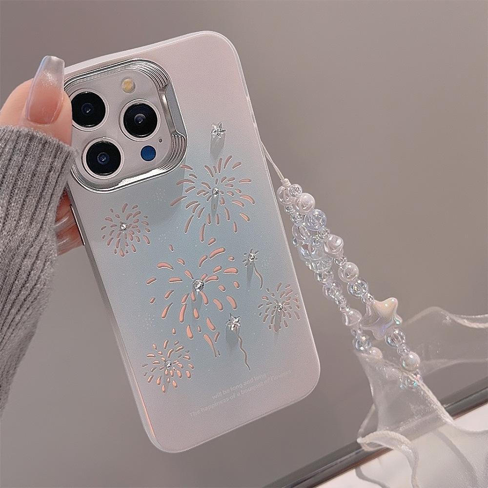 Sfumato Blue Фейерверки для iPhone15 для 14Promax Чехол для телефона17 для Apple 13 Лазер 11 Браслет с мишкой 16