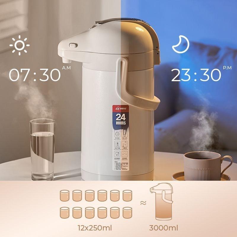 Air Pressure Water Bottle 4L Large Capacity Open Water Bottle Pressing Water Bottle Glass Inner Tank