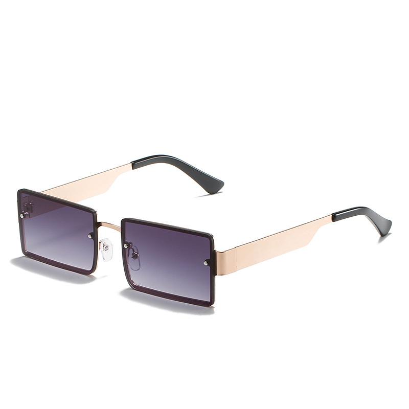 Square Sunglasses European And American Trend Metal Wide-Leg Square Glasses Personalized Multi-Color And Colorful Sunglasses